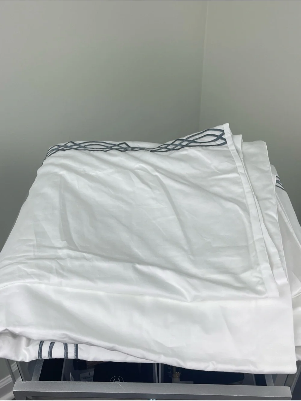 Frontgate Resort Diamond Trellis King Duvet White Charcoal Egyptian Cotton New